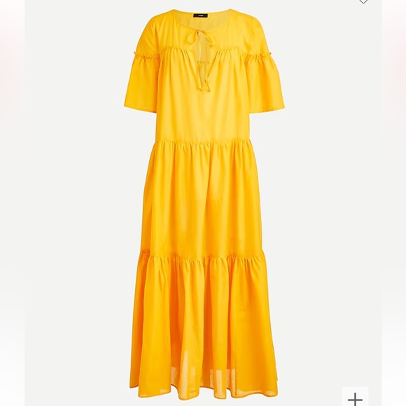 J. Crew Dresses & Skirts - J Crew Tiered Cotton Voile Beach Maxi Dress Yellow Semi Sheer NWT 2021-Small
